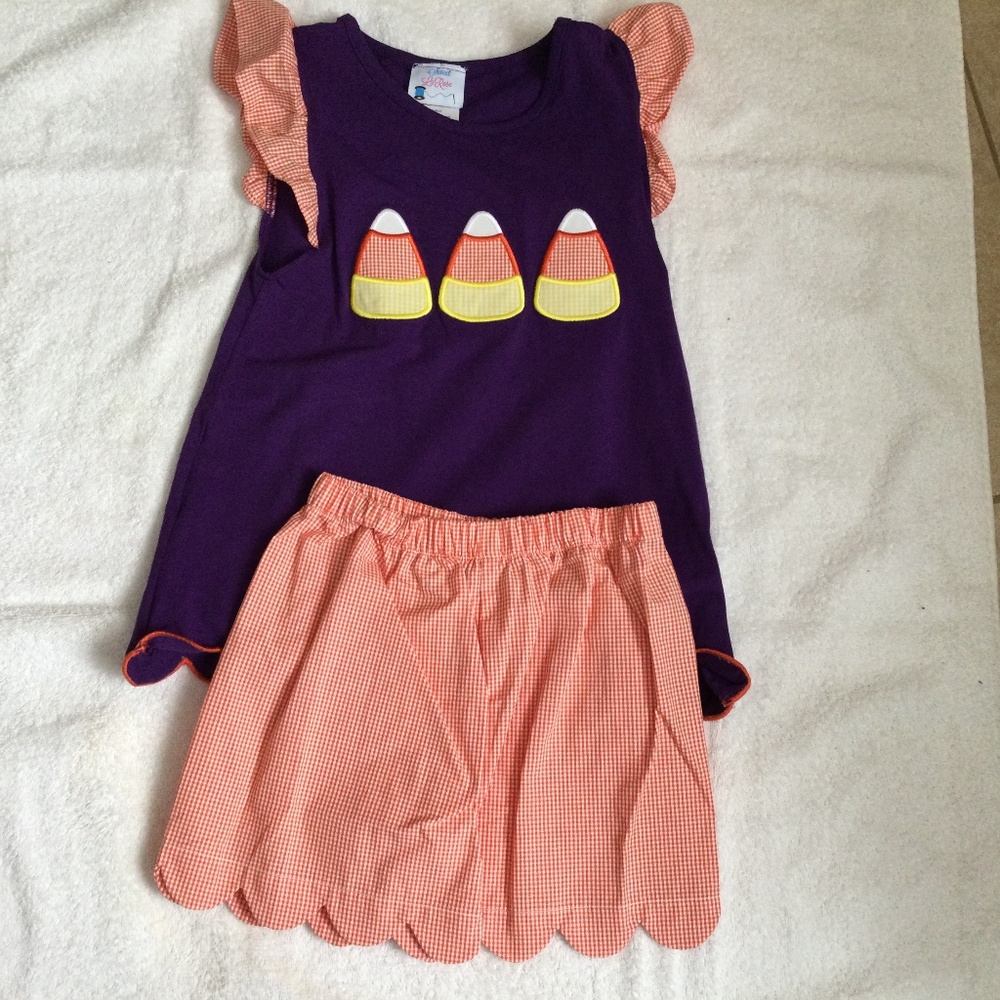 Sweet LaRose Candy Corn Top and Bloomers, size 5
